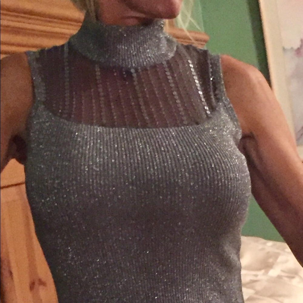 Silver turtle neck top